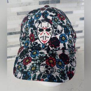 Field grade Serial Killer Jason Mask Floral skull pattern adjustable cap hat OS